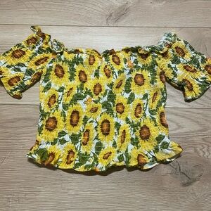 Forever 21 Yellow Sunflower Crop Top
